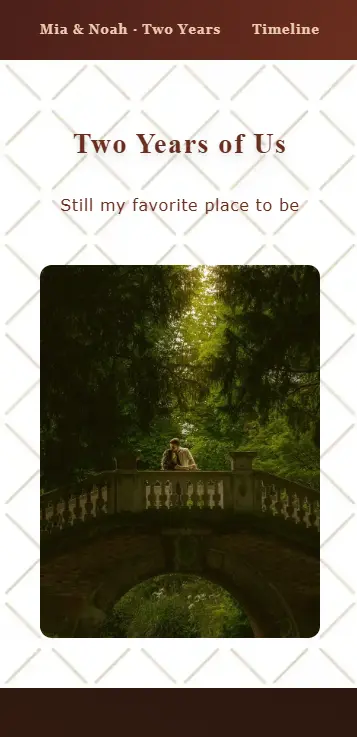 Anniversary love website example preview