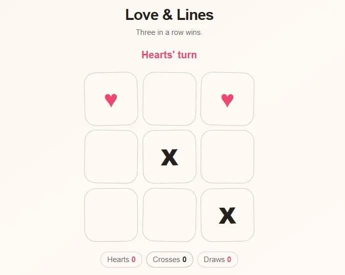 Three in a Row Game: A New Interactive Component for Couple Websites